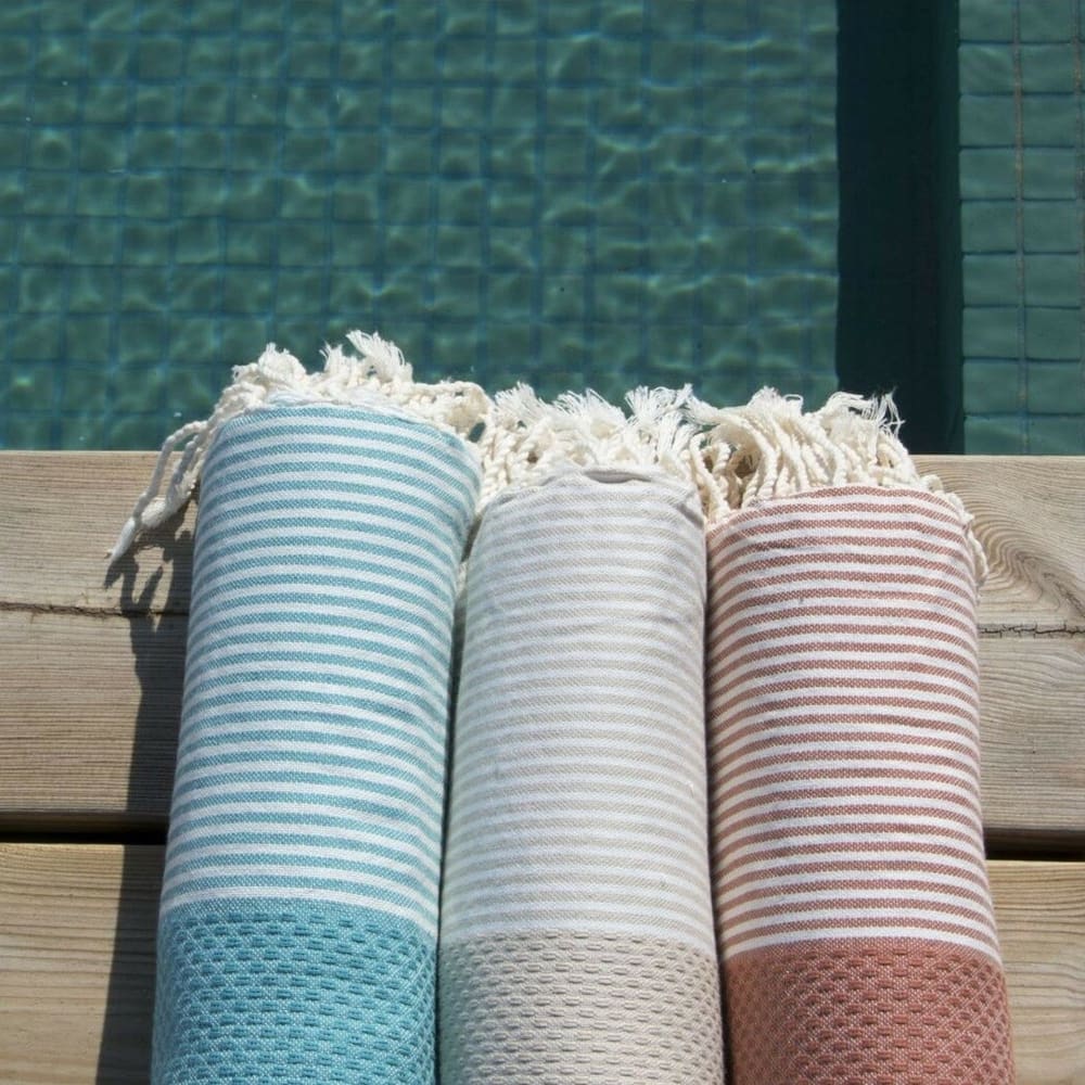 Fouta nid d'abeille coton 100x200 vert canard - Maisons du Monde