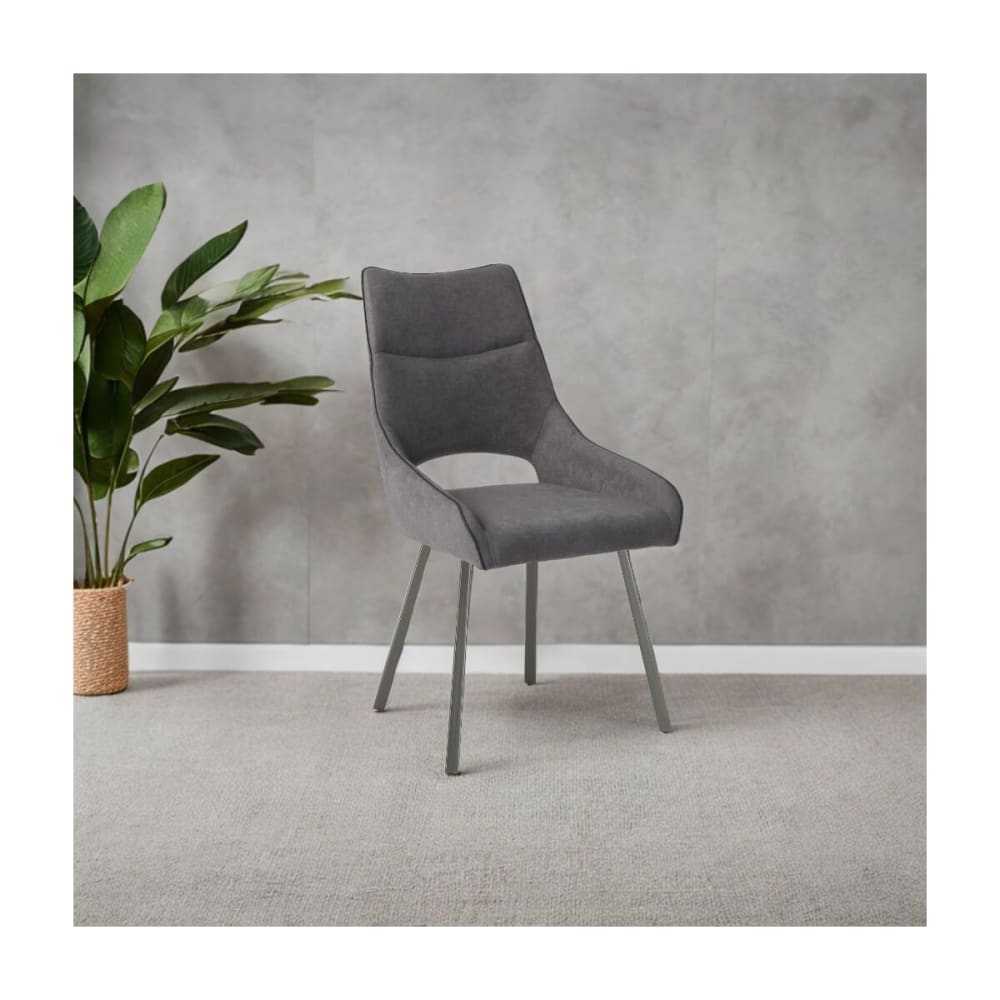 Lot de 2 chaises en coton gris anthracite et métal gris