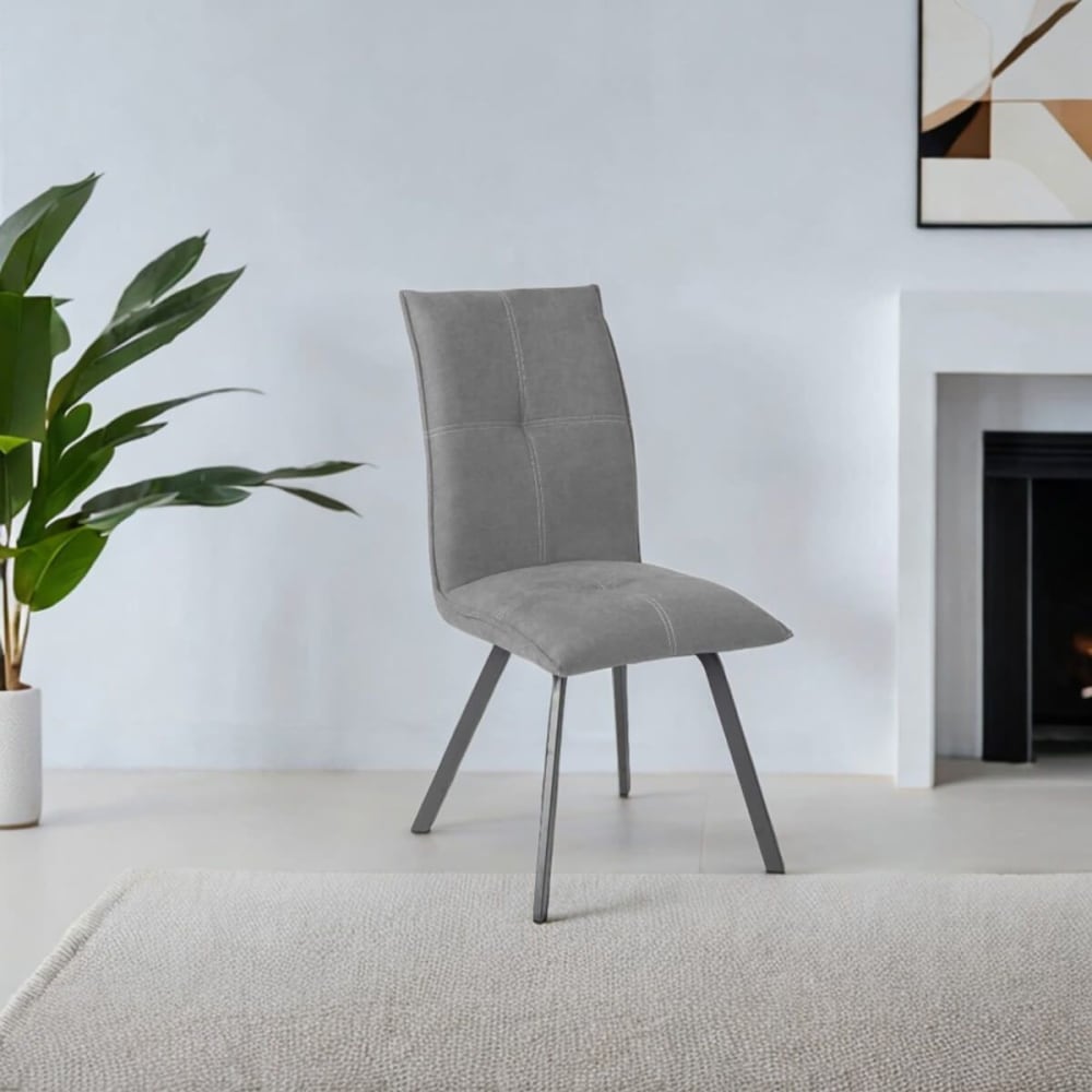 Lot de 2 chaises en coton gris anthracite et métal gris