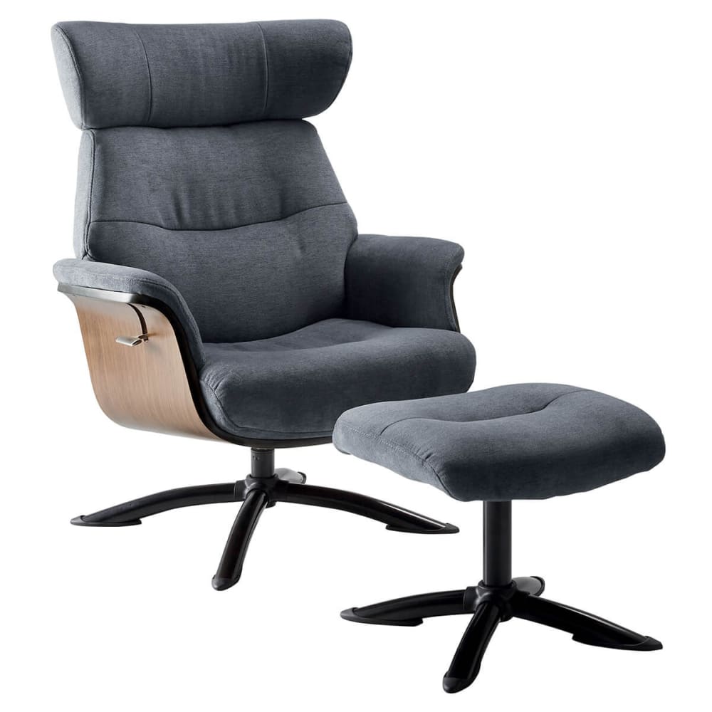 Fauteuil inclinable avec repose pied en tissu gris anthracite