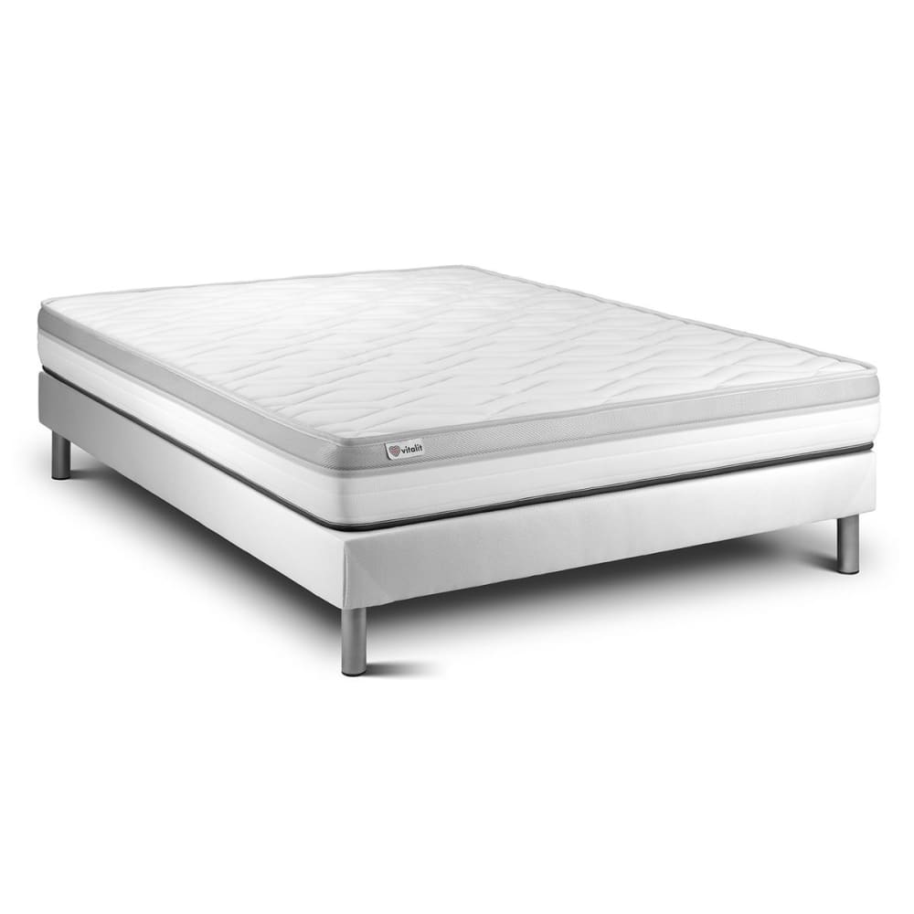 Ensemble 140x190 Matelas Mousse HD Sommier kit Blanc