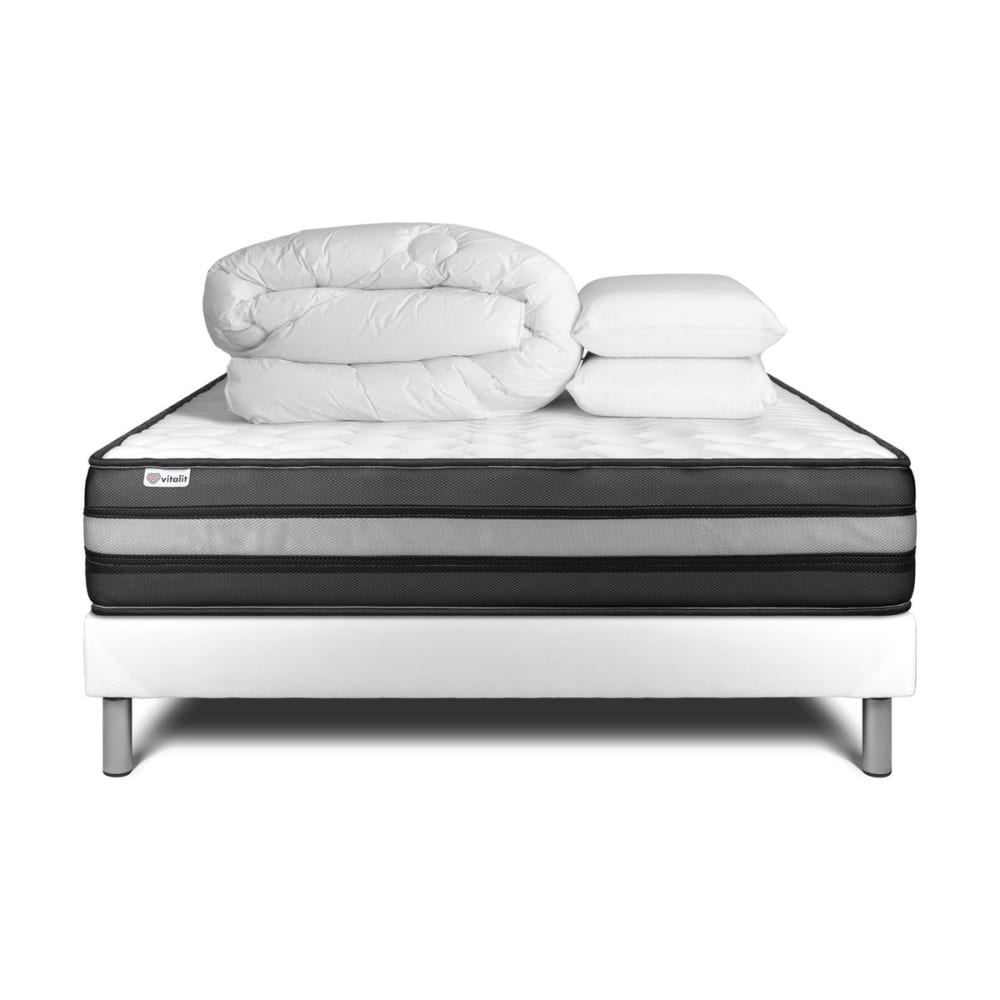 Pack sommier kit matelas mémoire de forme 160x200 blanc complet - Maisons du Monde