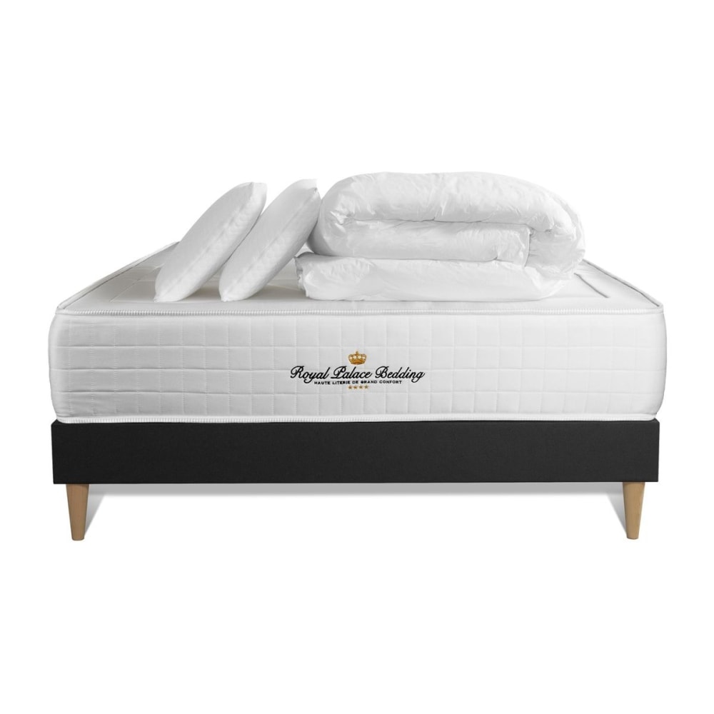 Pack matelas sommier kit 200x200 oreiller couette