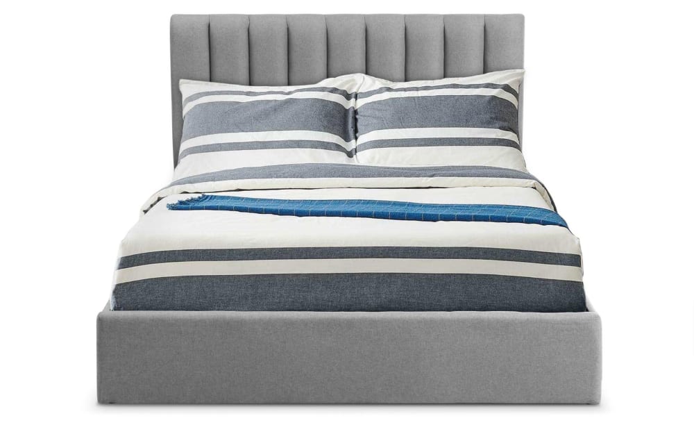 Lit coffre avec sommier à lattes relevable 160x200 gris