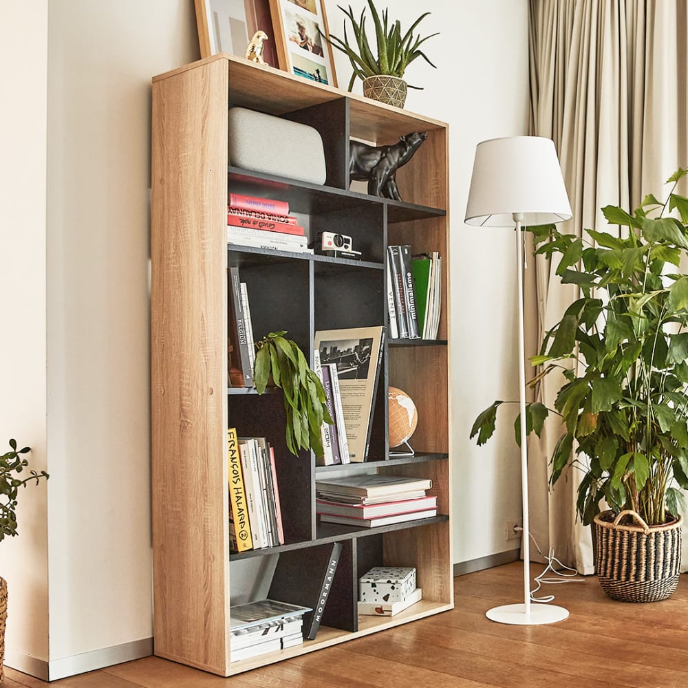 Bibliothèque effet bois noir et chêne naturel - Maisons du Monde