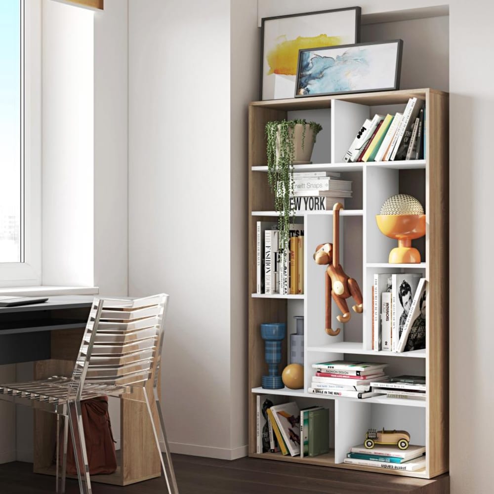 Bibliothèque effet bois blanc et chêne naturel - Maisons du Monde