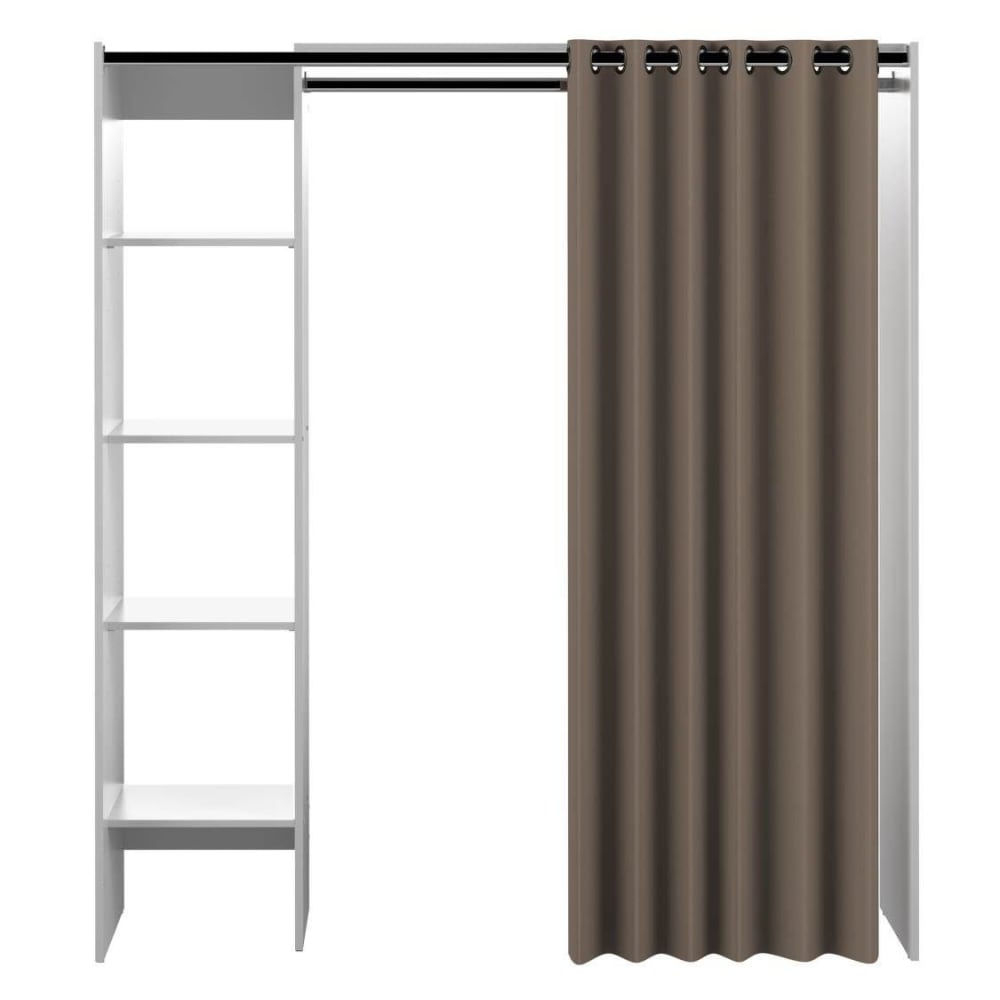 Dressing effet bois blanc et rideau taupe