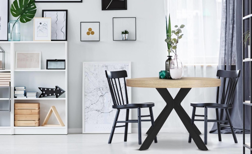 Table ronde extensible noir et chêne clair - Maisons du Monde
