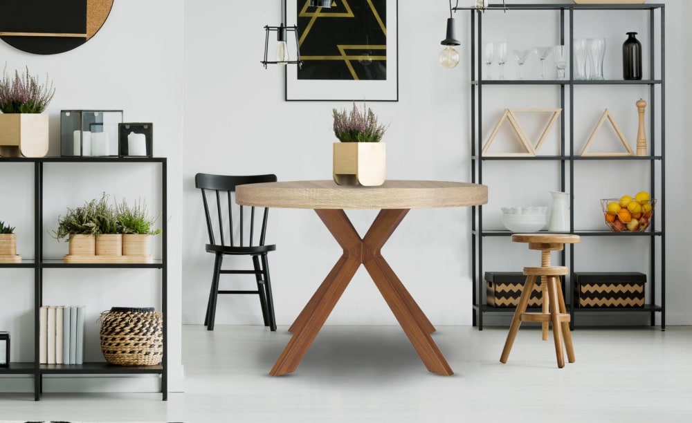 Table ronde extensible 10 places avec 3 rallonges marron - Maisons du Monde