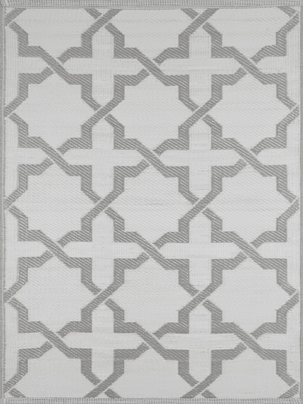 Tapis extérieur gris au motif azulejo 150x220 — vue 3
