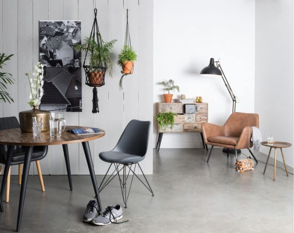 Runder Tisch aus recyceltem Teakholz mit Stahlbeinen - Maisons Du