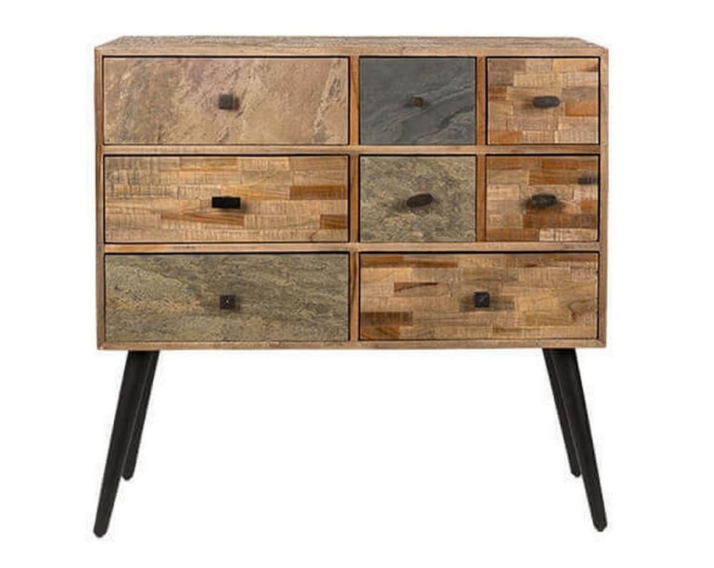 Commode en bois de teck recyclé avec tiroirs