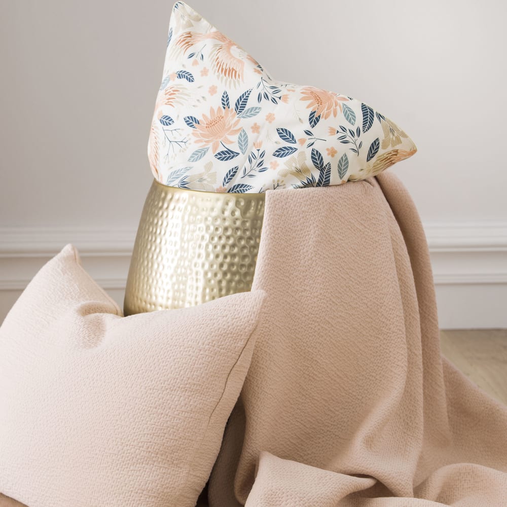 Housse de coussin texturée en jacquard de coton rose 40x60 — vue 3