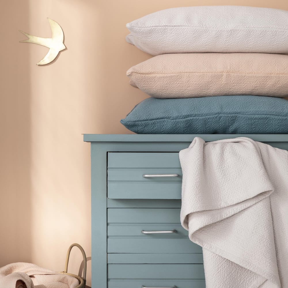 Housse de coussin texturée en jacquard de coton greige 40x60 - Maisons du Monde