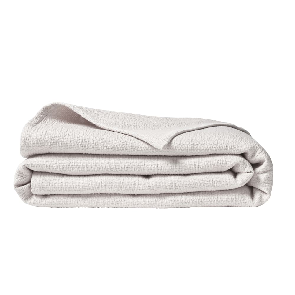 Plaid uni texturé en jacquard de coton greige 130x220 — vue 3