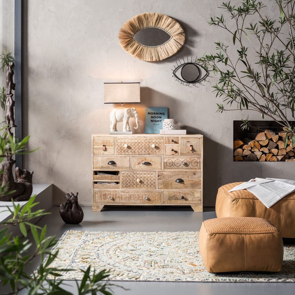 Cómoda madera 14 cajones 115.5 x 35cm - Maisons du Monde