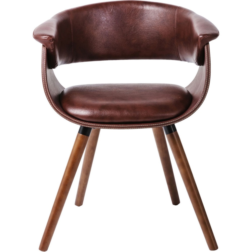 Silla con reposabrazos polipiel marrón