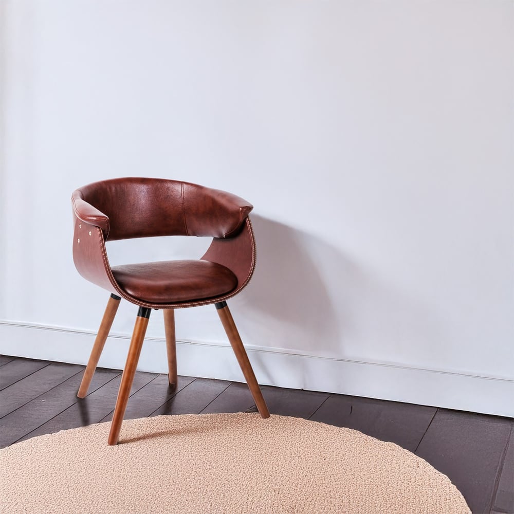 Stuhl mit Armlehnen in Leder-Optik, braun - Maisons Du Monde