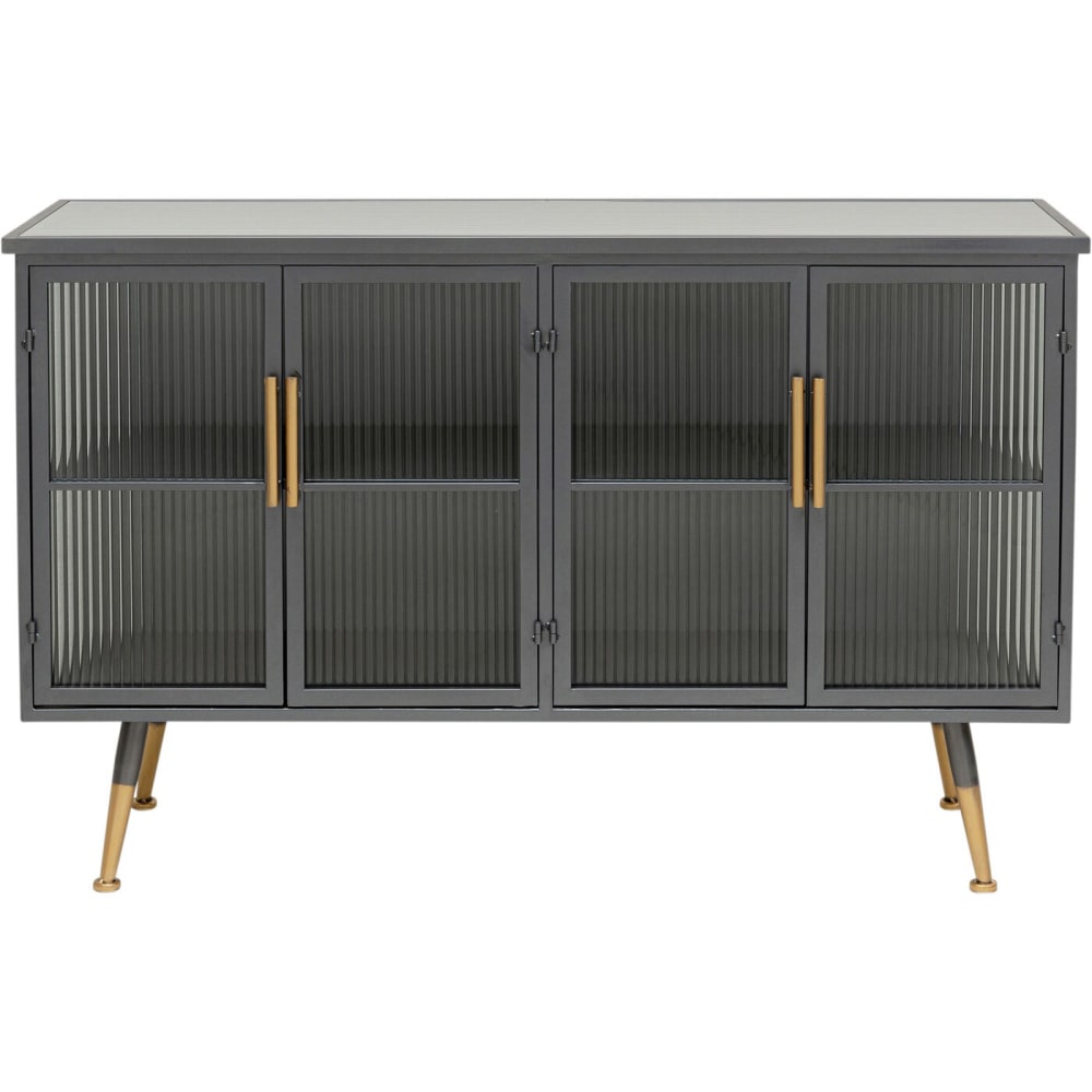 Buffet industriel 4 portes en acier et verre