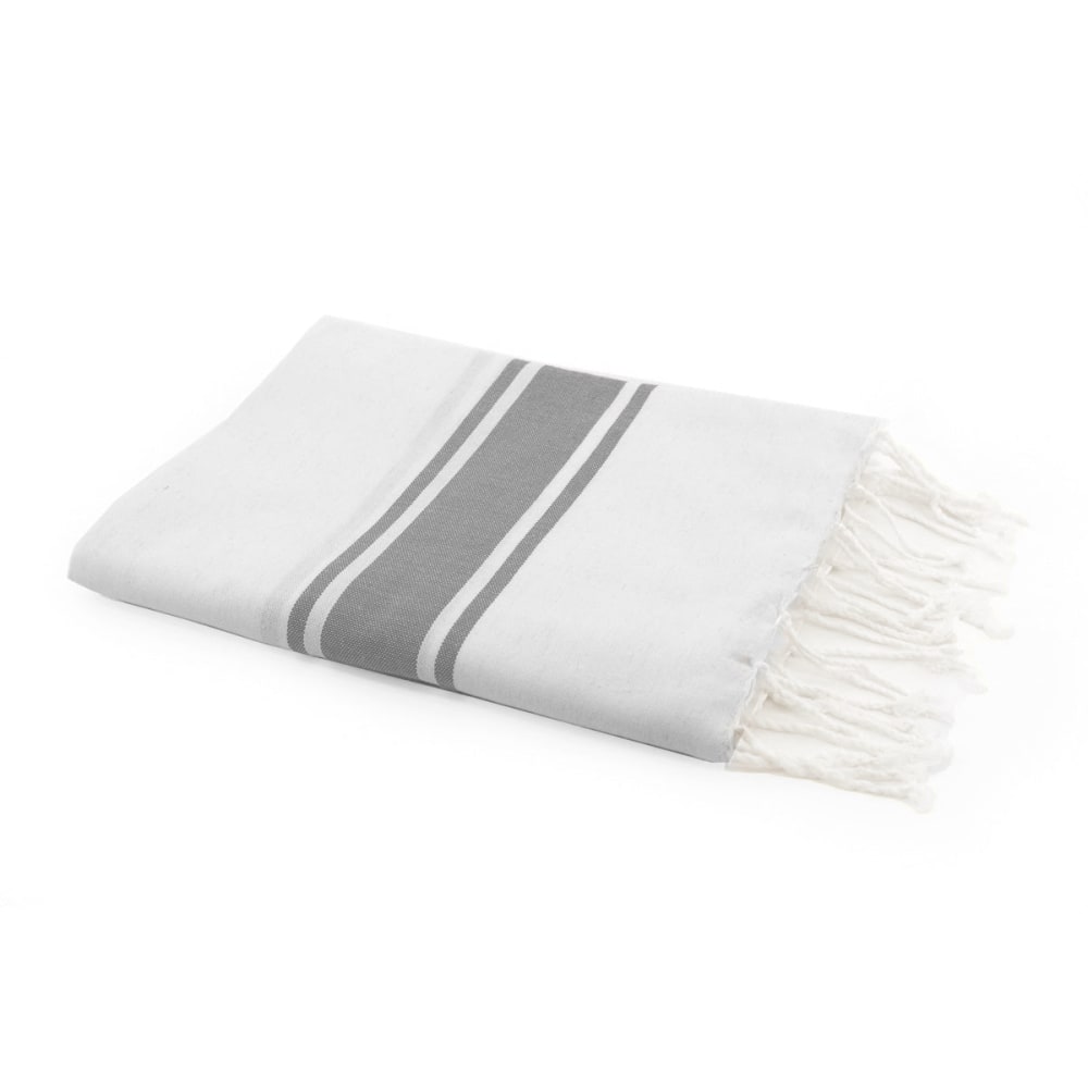 Fouta blanche coton blanc & gris perle 100x200