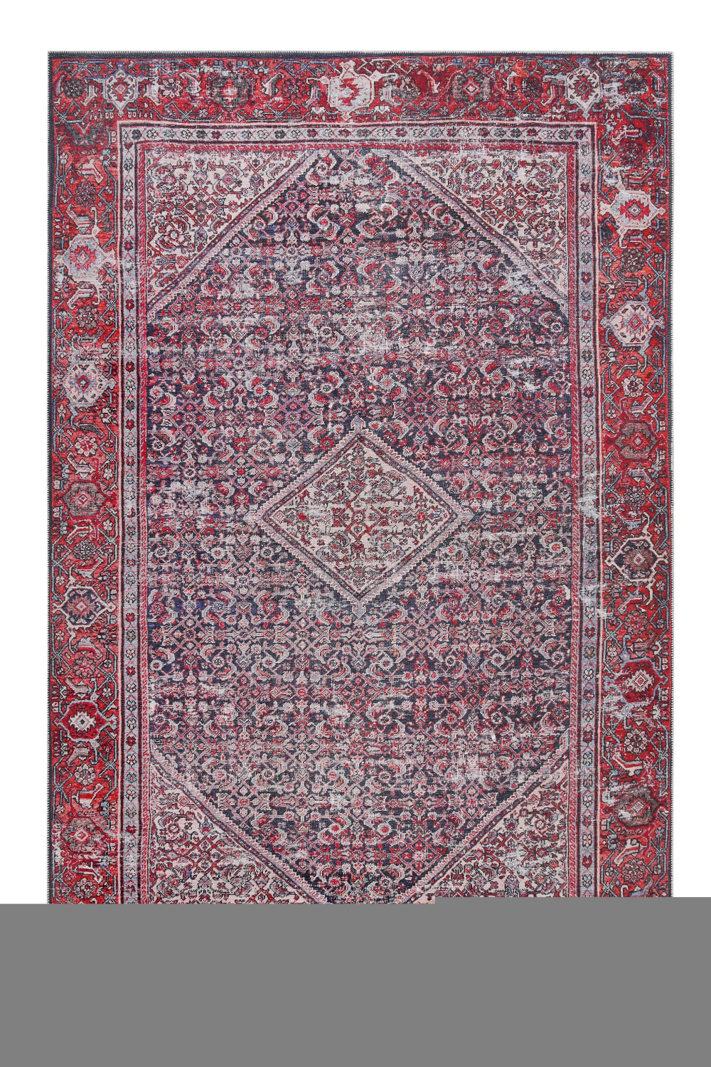 Alfombra plana, vintage roja y negro,espíritu bohemio 290x240