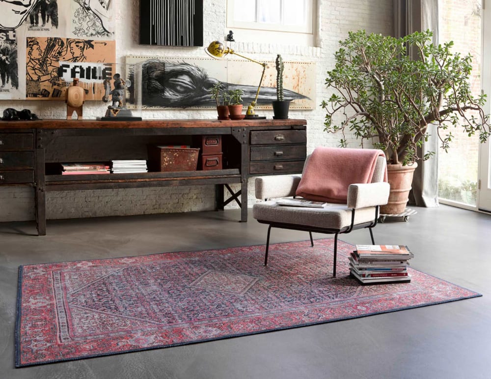 Tapis plat motif vintage rouge et noir pour une déco bohème 190x130 — vue 3