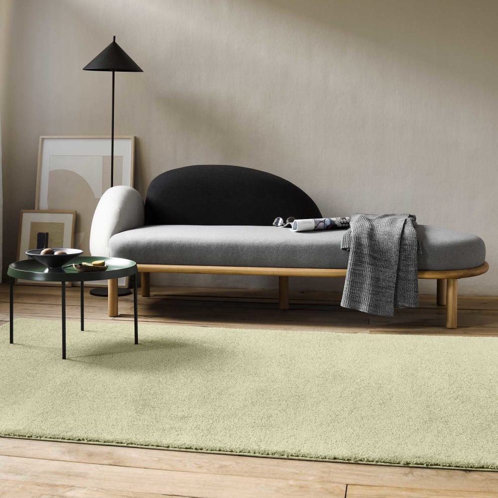 Tapis uni intemporel vert pistache pour salon, chambre 225x160 — vue 3