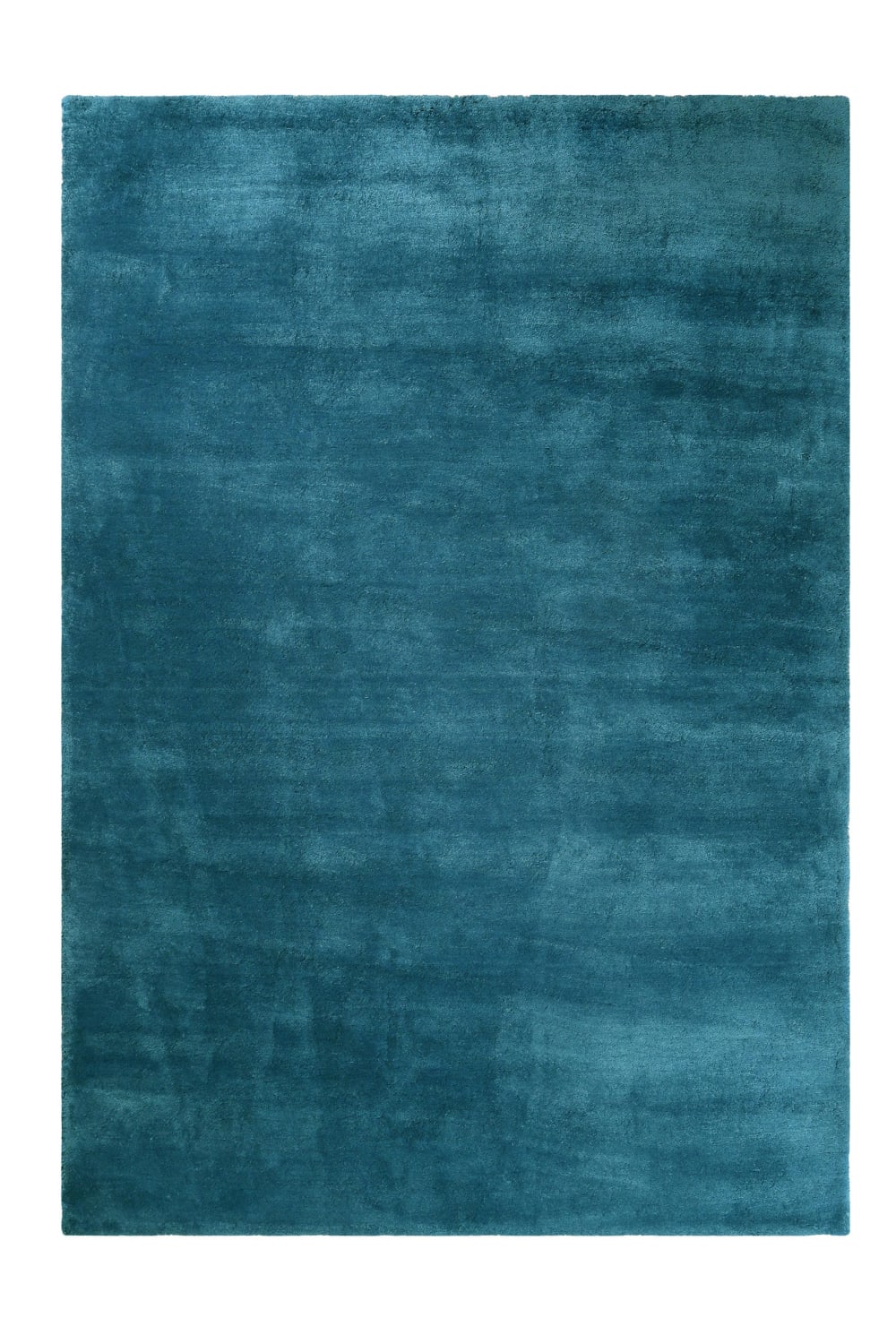 Tapis tufté poils longs bleu pétrole doux 290x200