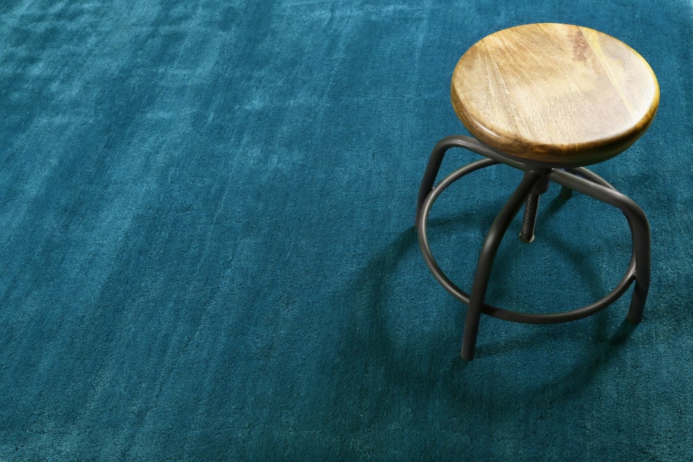 Tapis tufté poils longs bleu pétrole doux 290x200