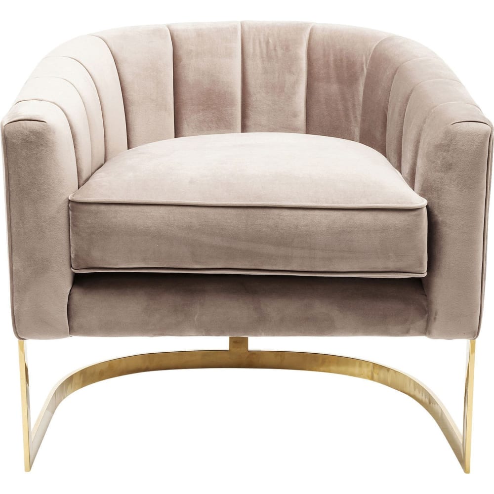 Fauteuil en velours beige et acier doré - Maisons du Monde