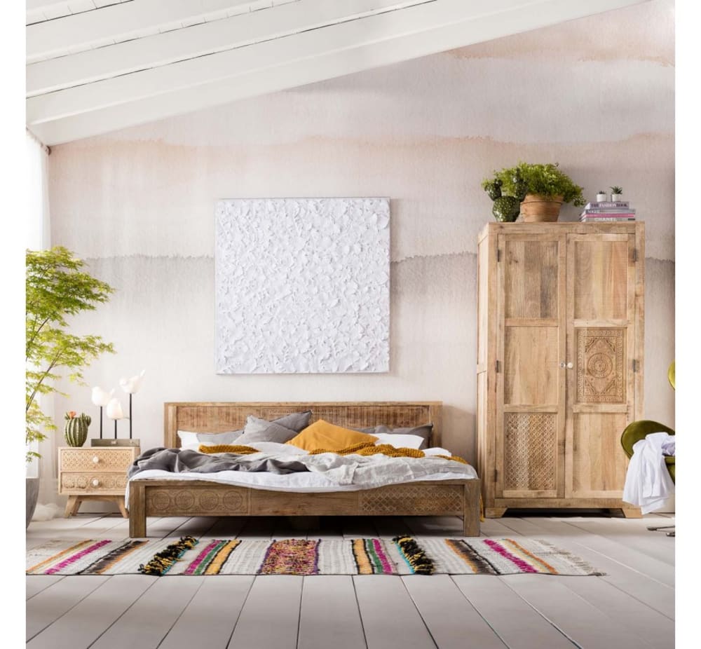 Lit 180x200 en manguier massif sculpté - Maisons du Monde