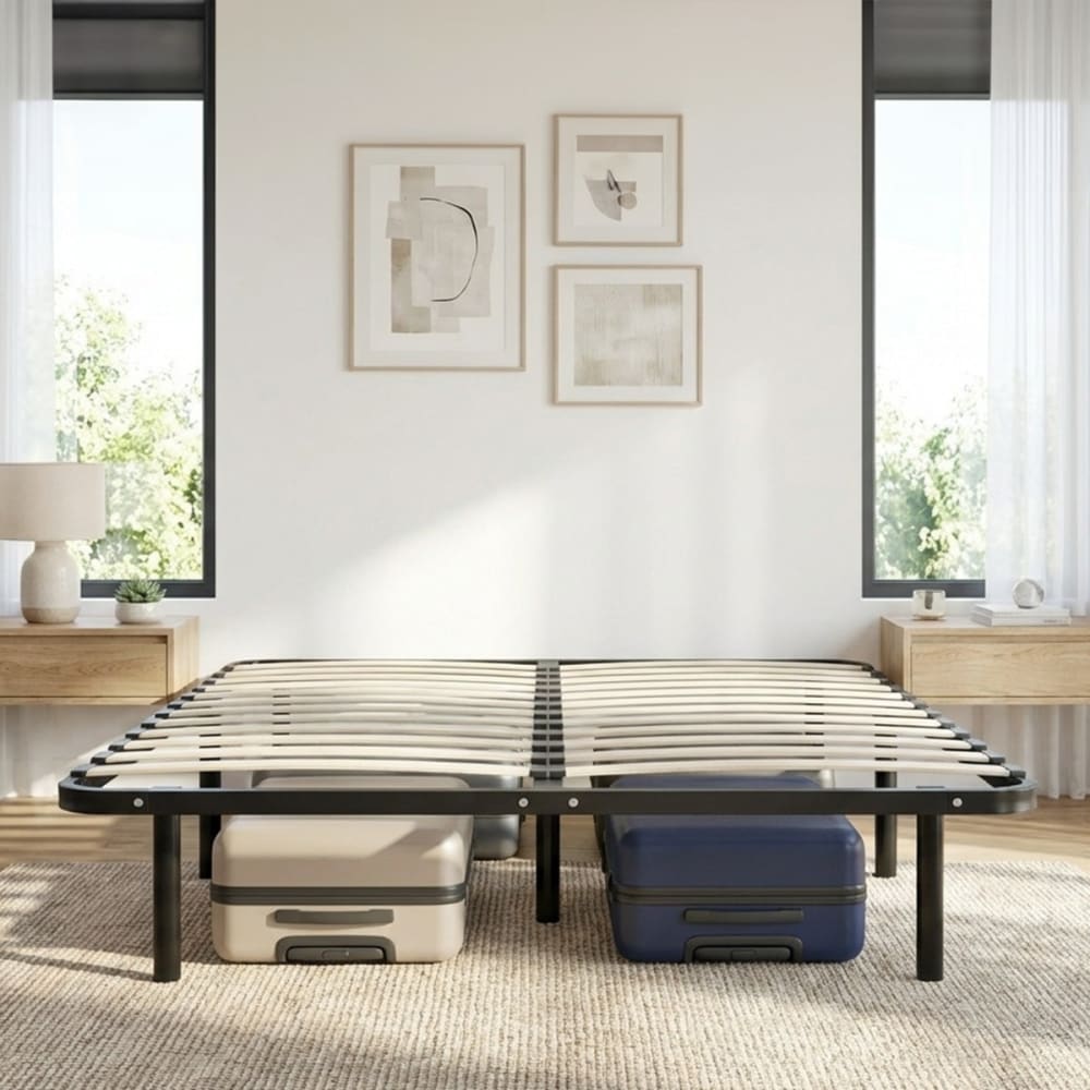 Bellecour Sommier en kit lattes métal 90x190 style industriel Noir