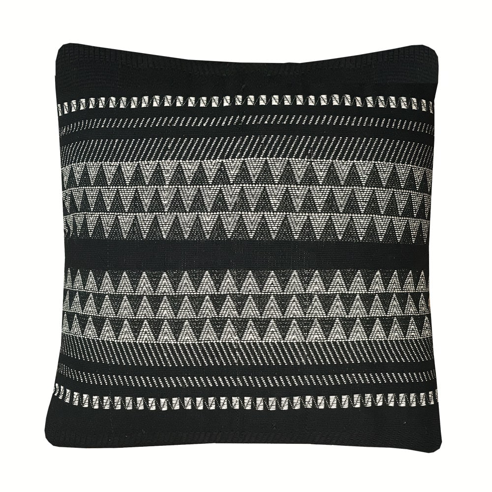 Coussin en coton à rayures noires 60x60