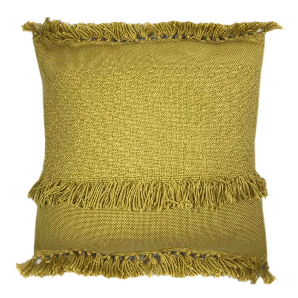 Cojín amarillo mostaza acrílico y lana 50x50