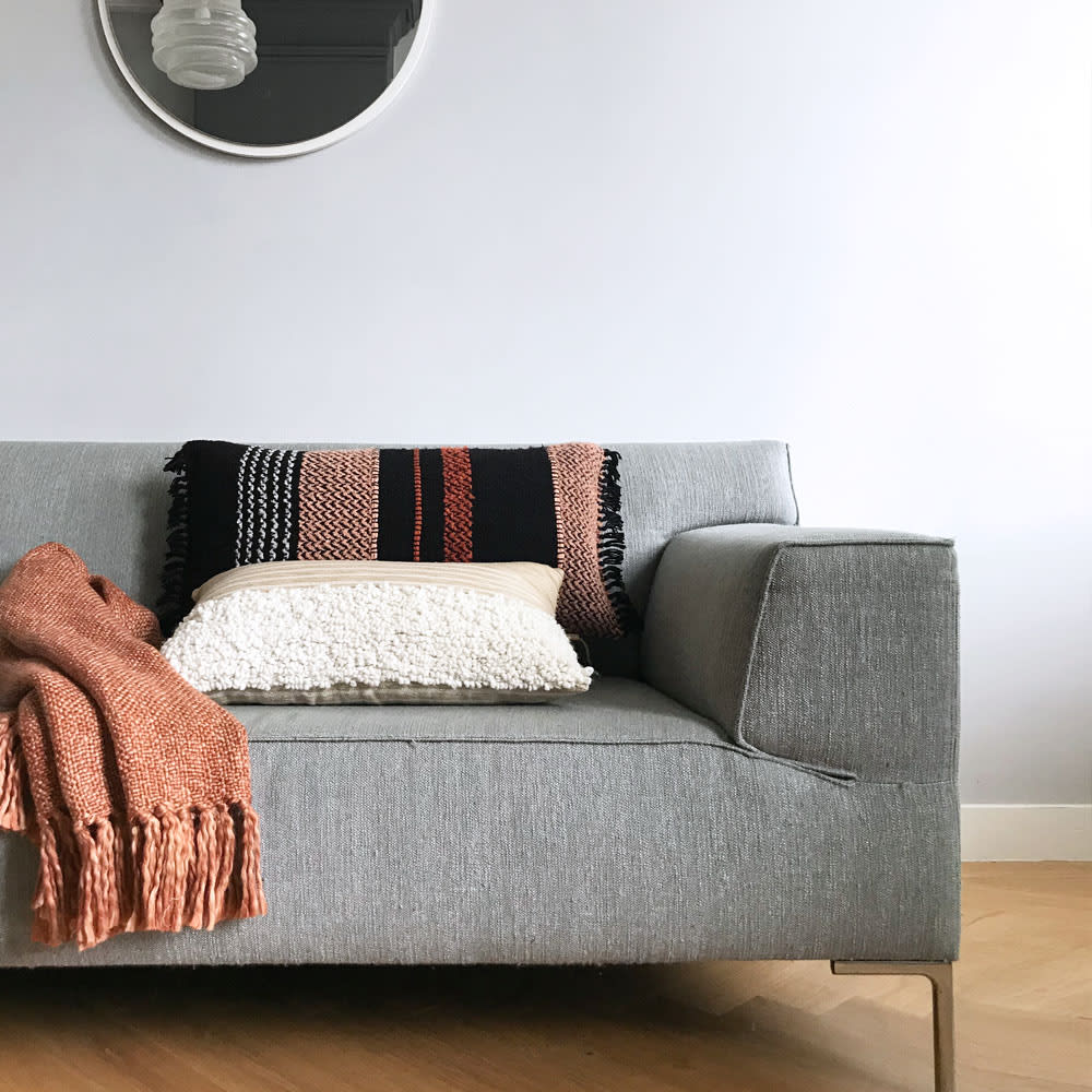 Cojín negro multicolor acrílico y lana 37x70 - Maisons du Monde