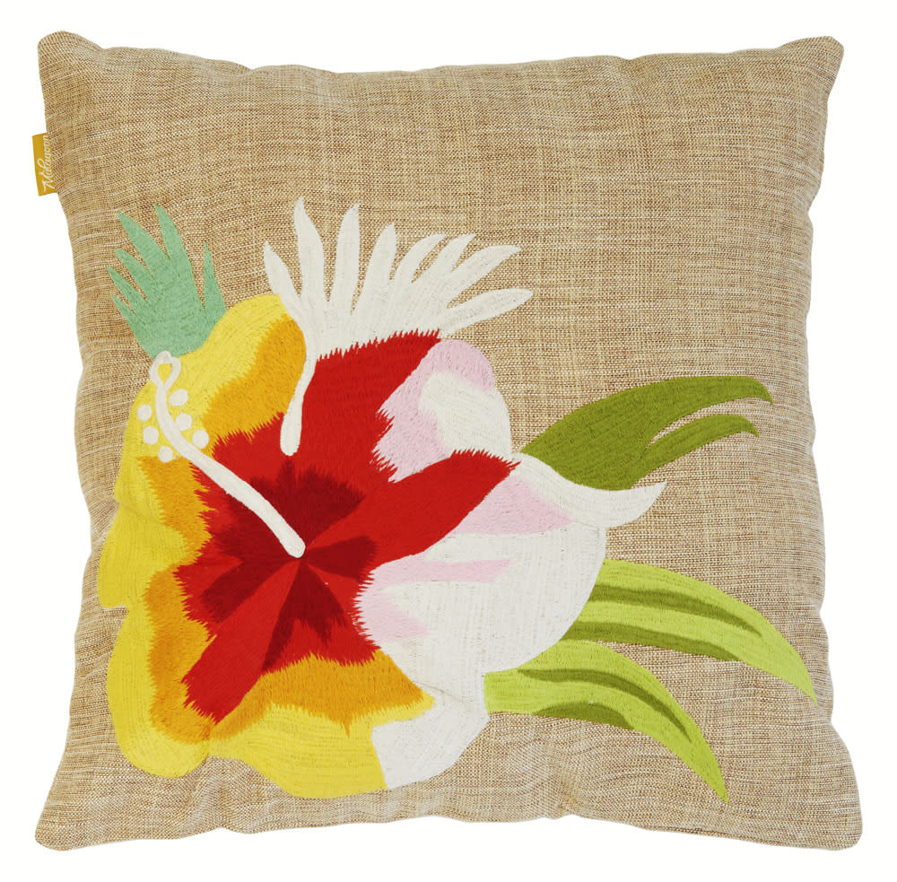 Coussin fleur du pacifique beige 50x50