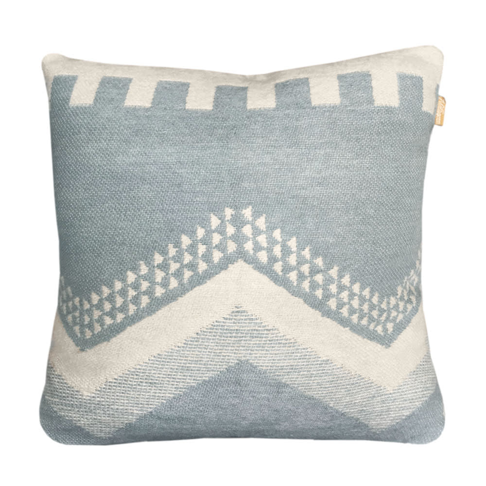 Cojín Zig Zag Fun Azul acrílico y lana 50x50