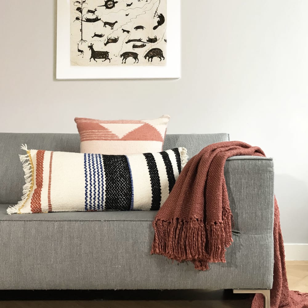 Coussin multicolore bleu 37x70 - Maisons du Monde