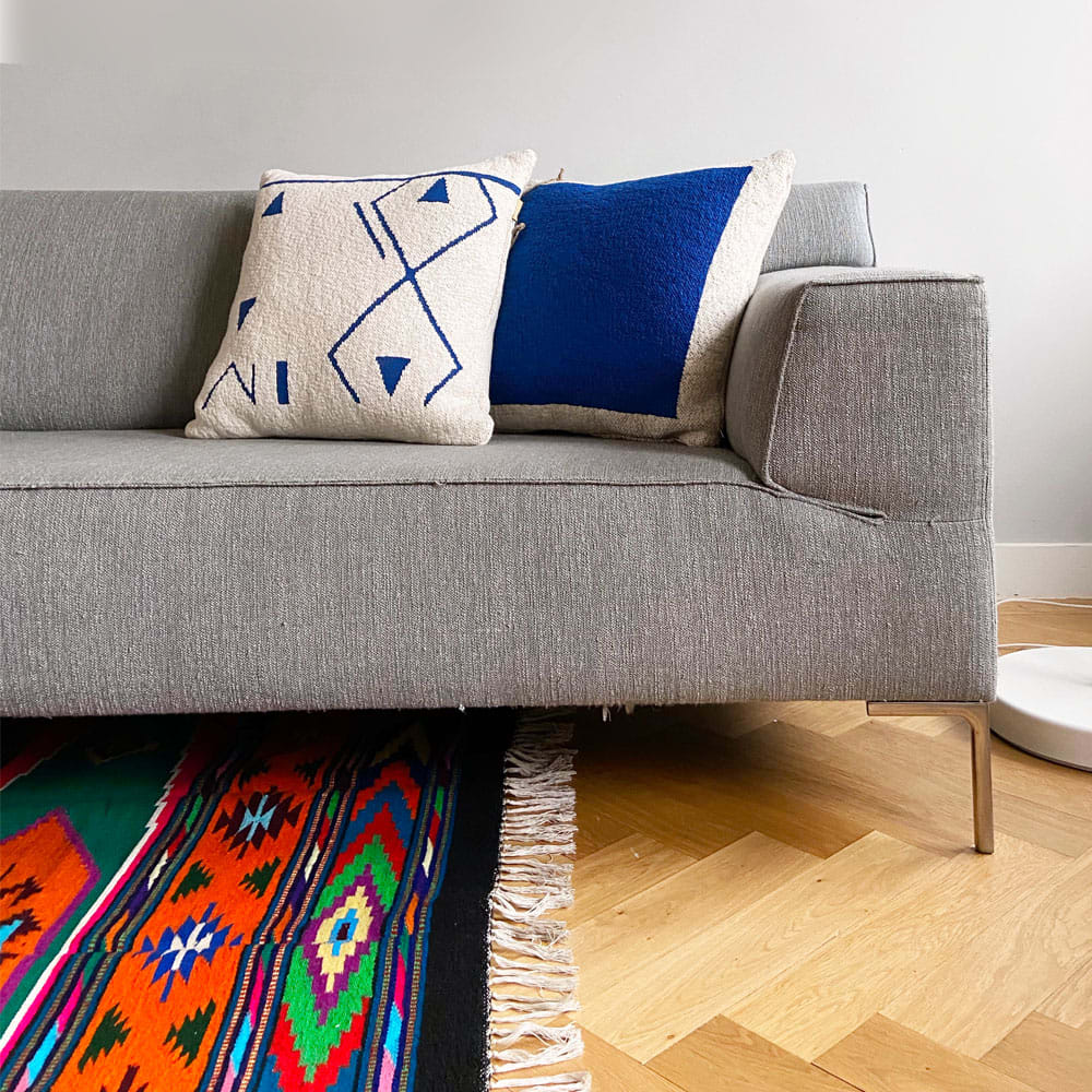 Coussin tricoté uni bleu 50x50 - Maisons du Monde