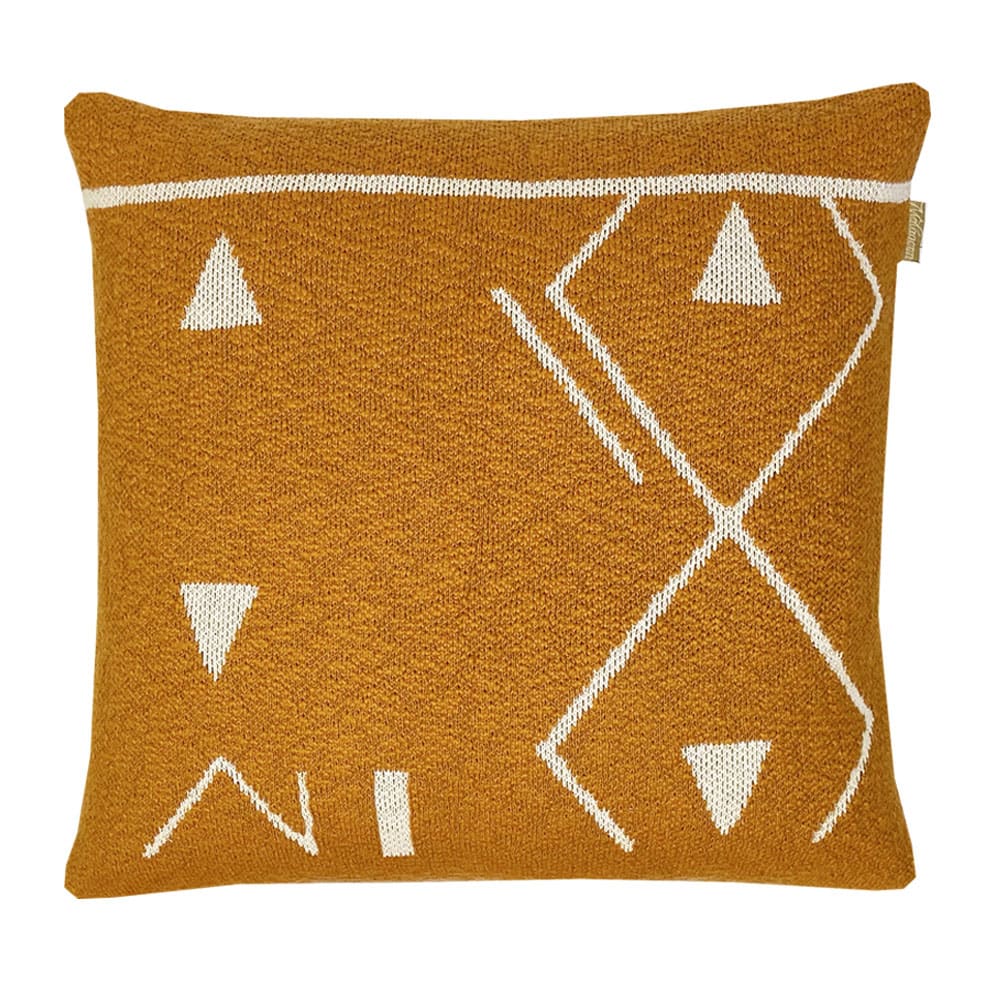 Coussin tricoté jaune 50x50