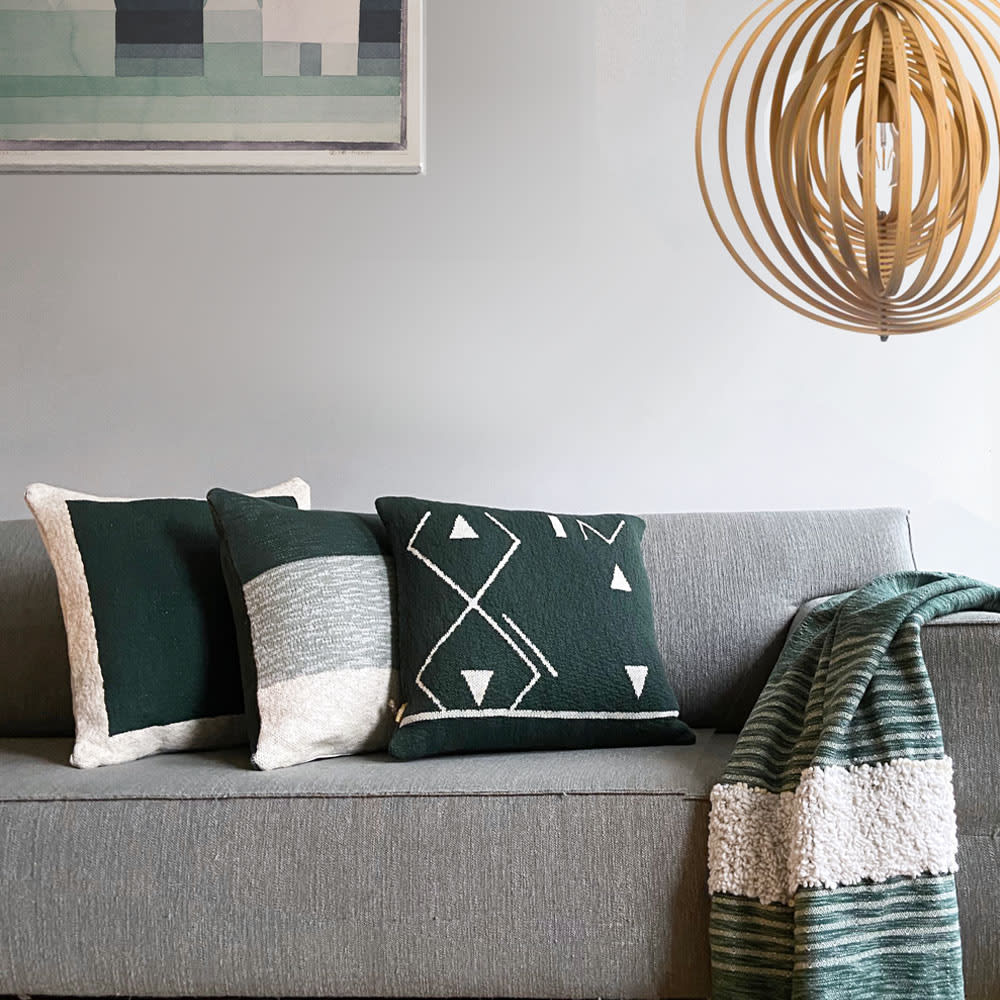 Cojín plano cuadrado verde algodón 50x50 - Maisons du Monde