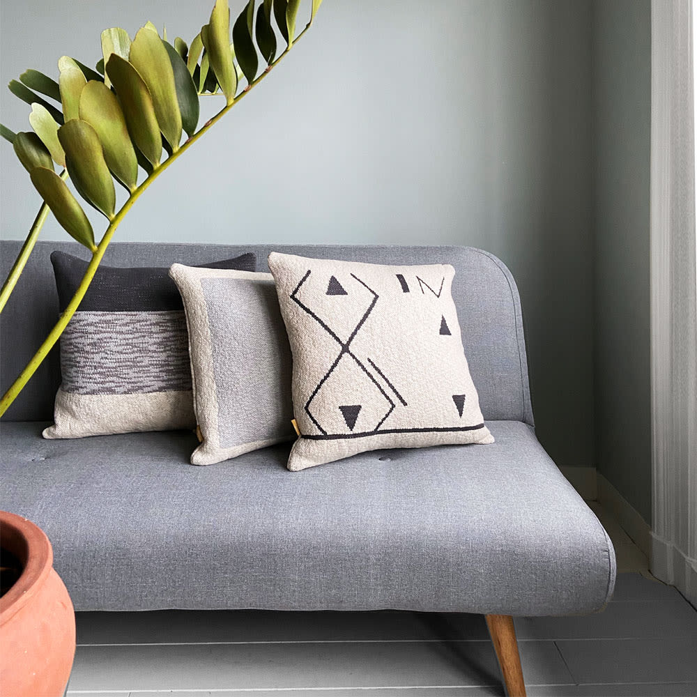 Coussin tricoté blanc cassé 50x50 - Maisons du Monde
