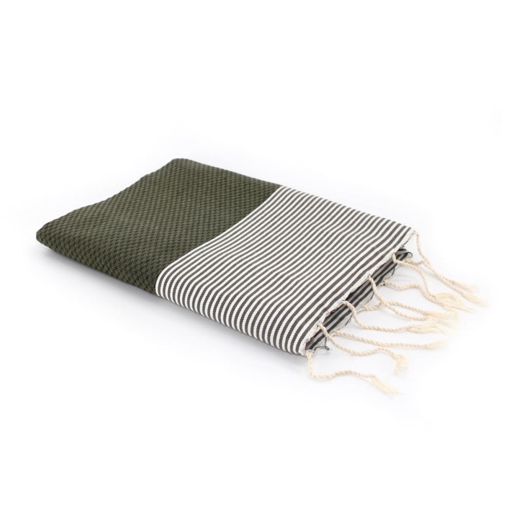 Fouta nid d'abeille coton 100x200 vert kaki