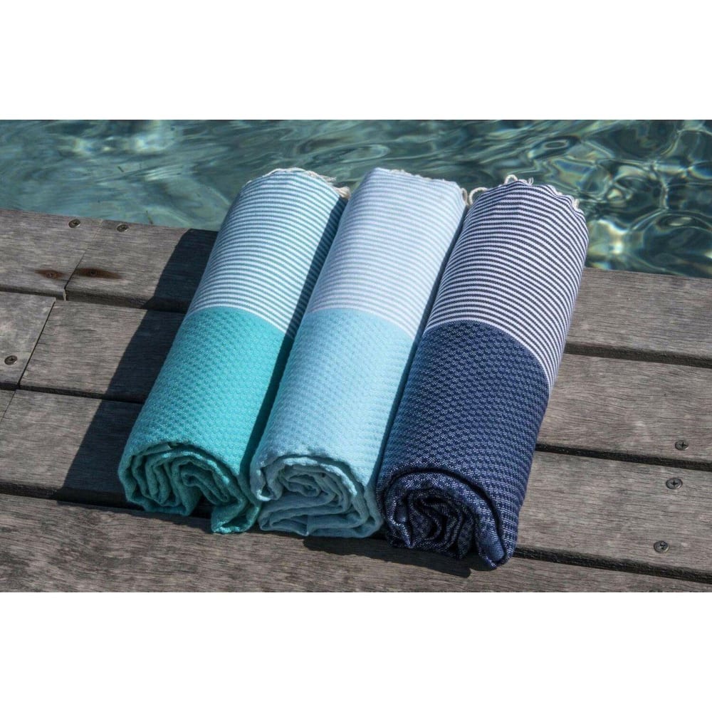 Fouta nid d'abeille coton 100x200 vert turquoise - Maisons du Monde