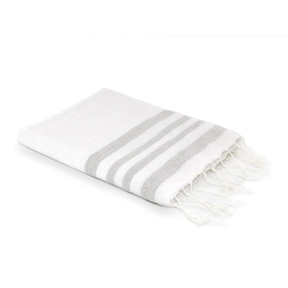 Fouta nid d'abeille coton 100x200 blanc & argent