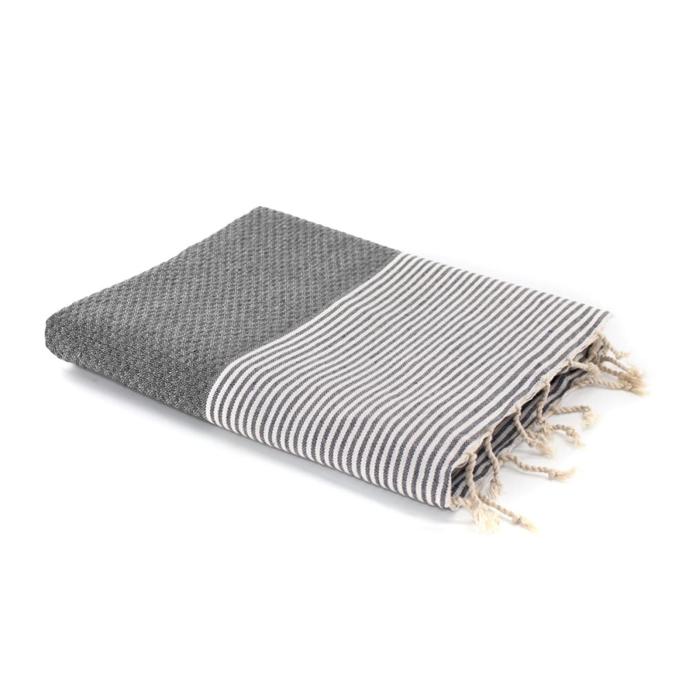 Fouta nid d'abeille coton 100x200 gris moyen