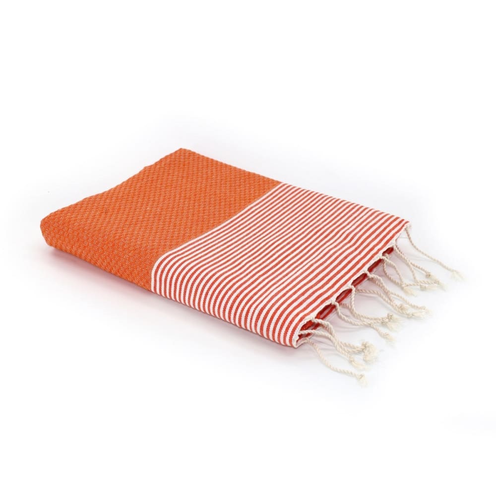 Fouta nid d'abeille coton 100x200 orange mandarine