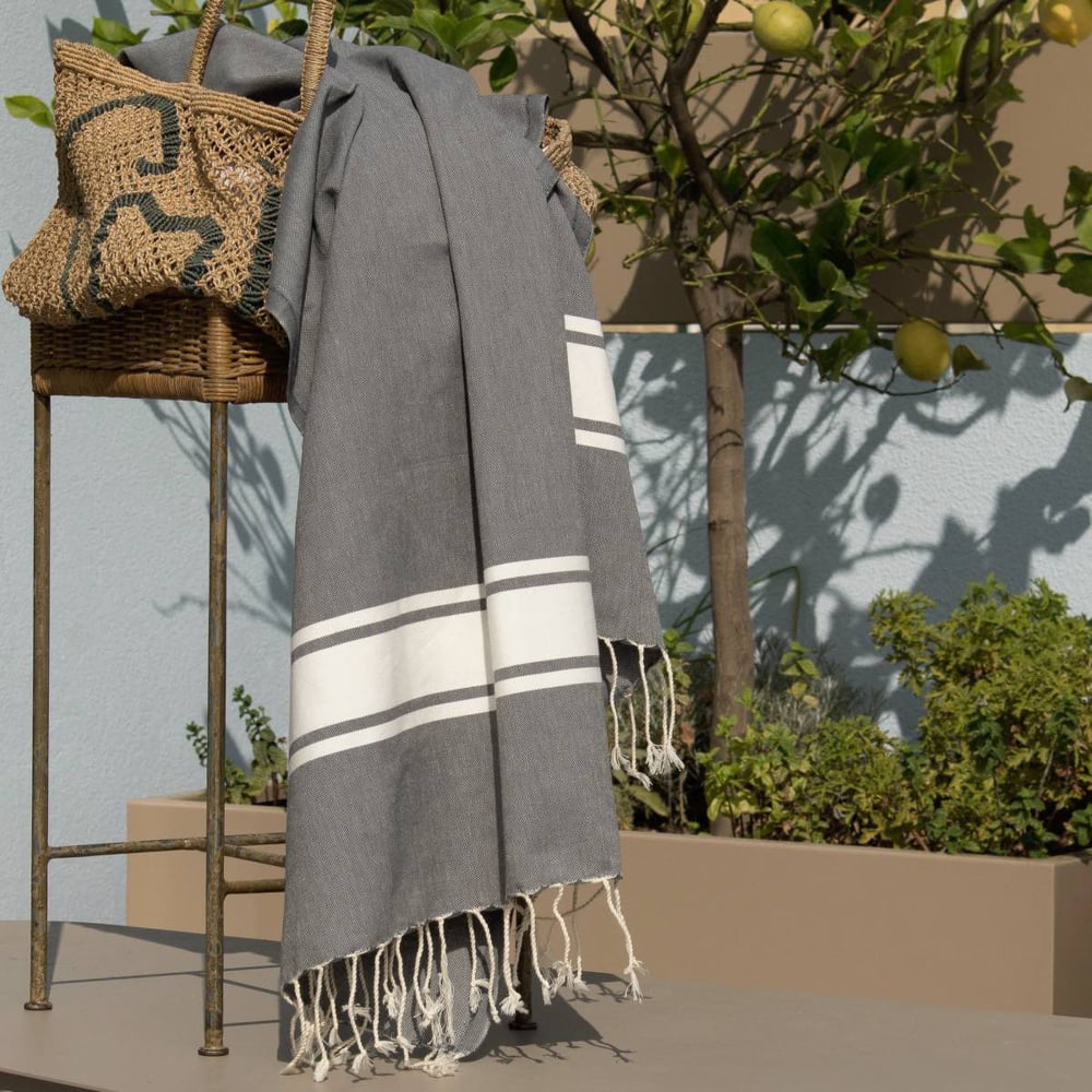 Fouta coton 100x200 gris moyen - Maisons du Monde
