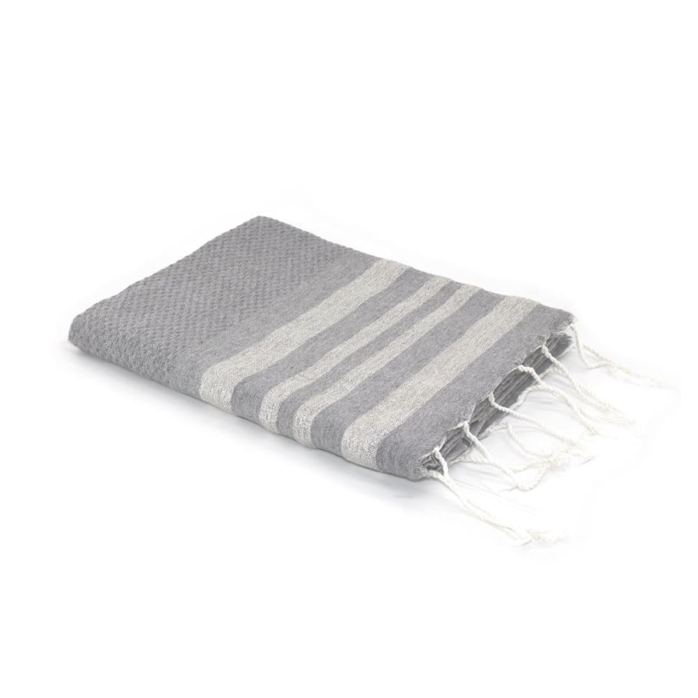 Fouta nid d'abeille coton gris perle & argent 100x200