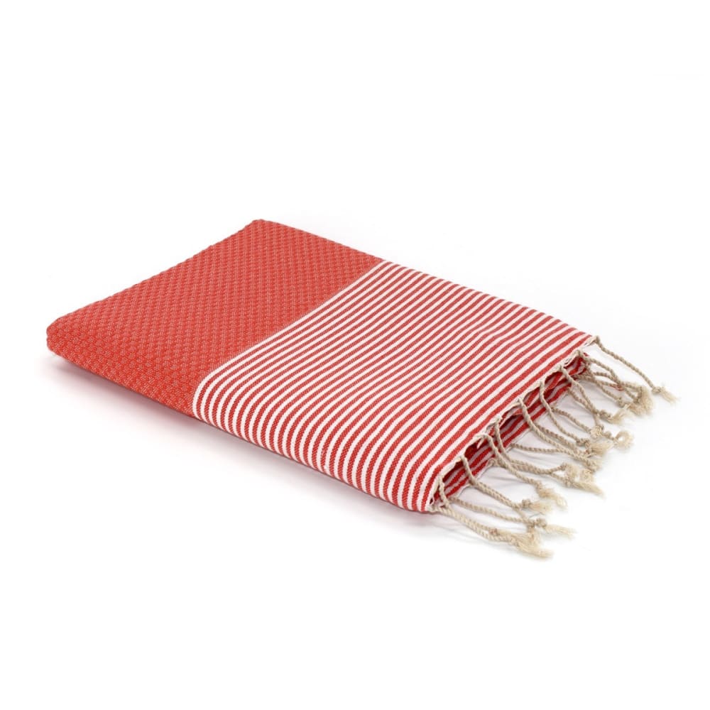 Fouta nid d'abeille coton 100x200 orange corail